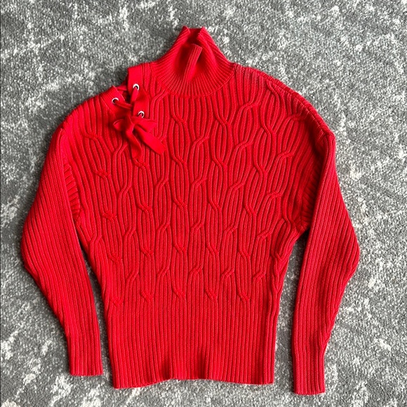 525 America Sweaters - 525 Cardinal Red Tie Cable knit Sweater